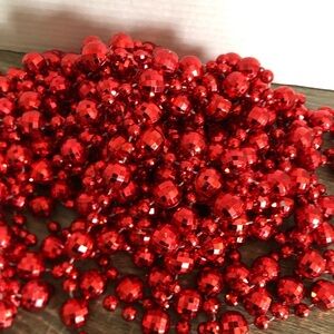 Vtg Red Ball Beaded Garland